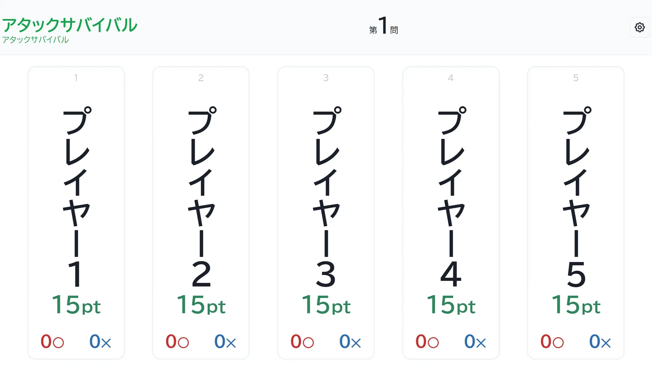 アタックサバイバルで得点表示画面を表示した時の様子